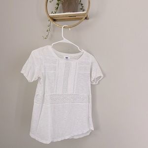 Old Navy Lace Design White Tee